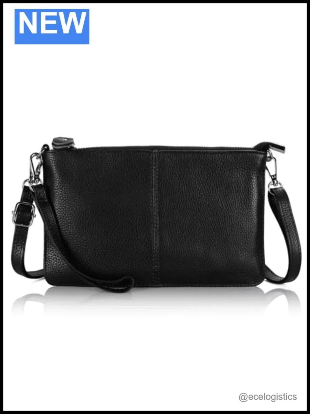 2-Piece Genuine Leather Crossbody Bag + Wristlet Clutch Set with RFID Protection